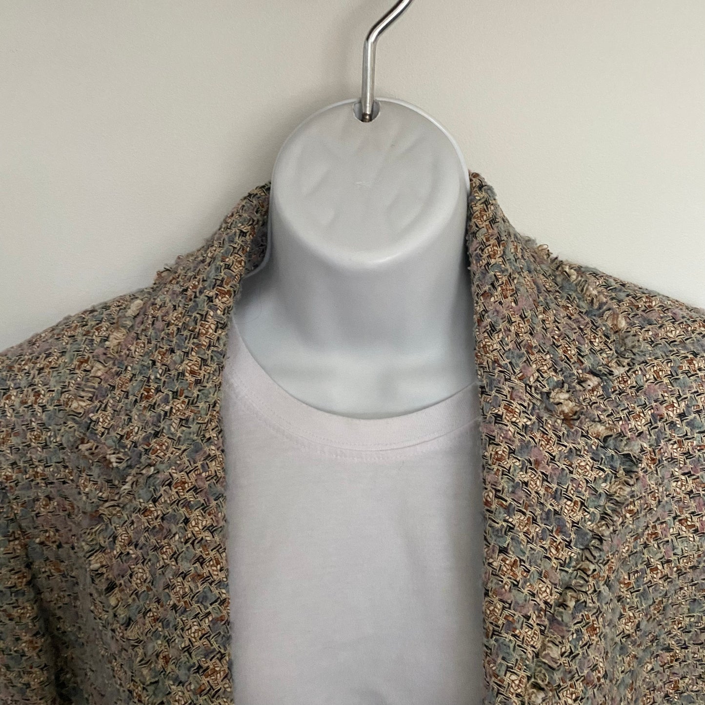 Vintage Tweed Blazer Jacket Fringe Trims Size Medium