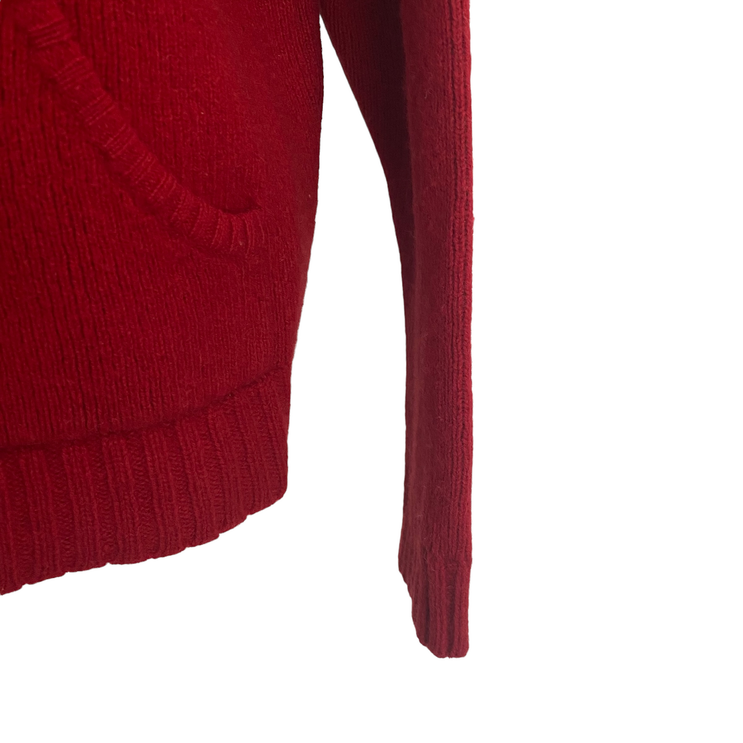 Eddie Bauer Red Soft Lambswool Hooded Zipped Cardigan Size Medium