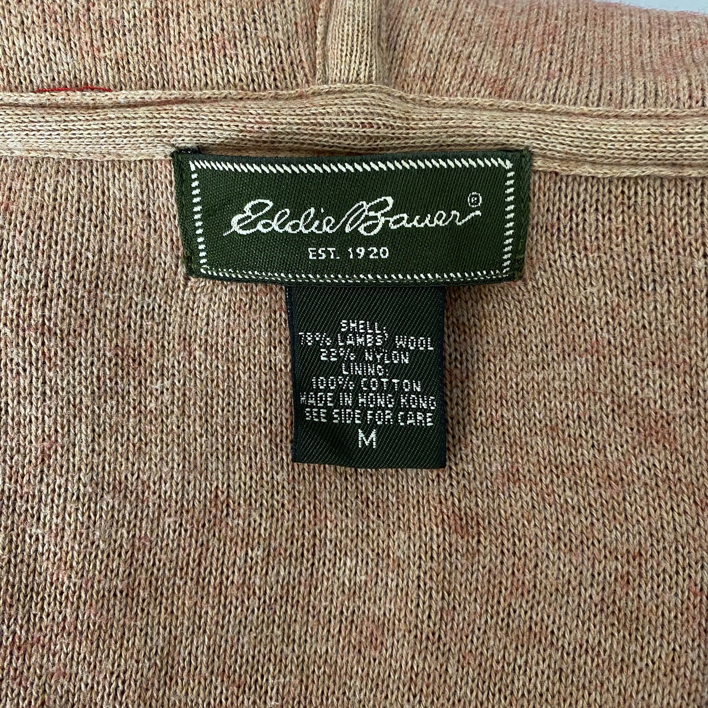 Eddie Bauer Red Soft Lambswool Hooded Zipped Cardigan Size Medium