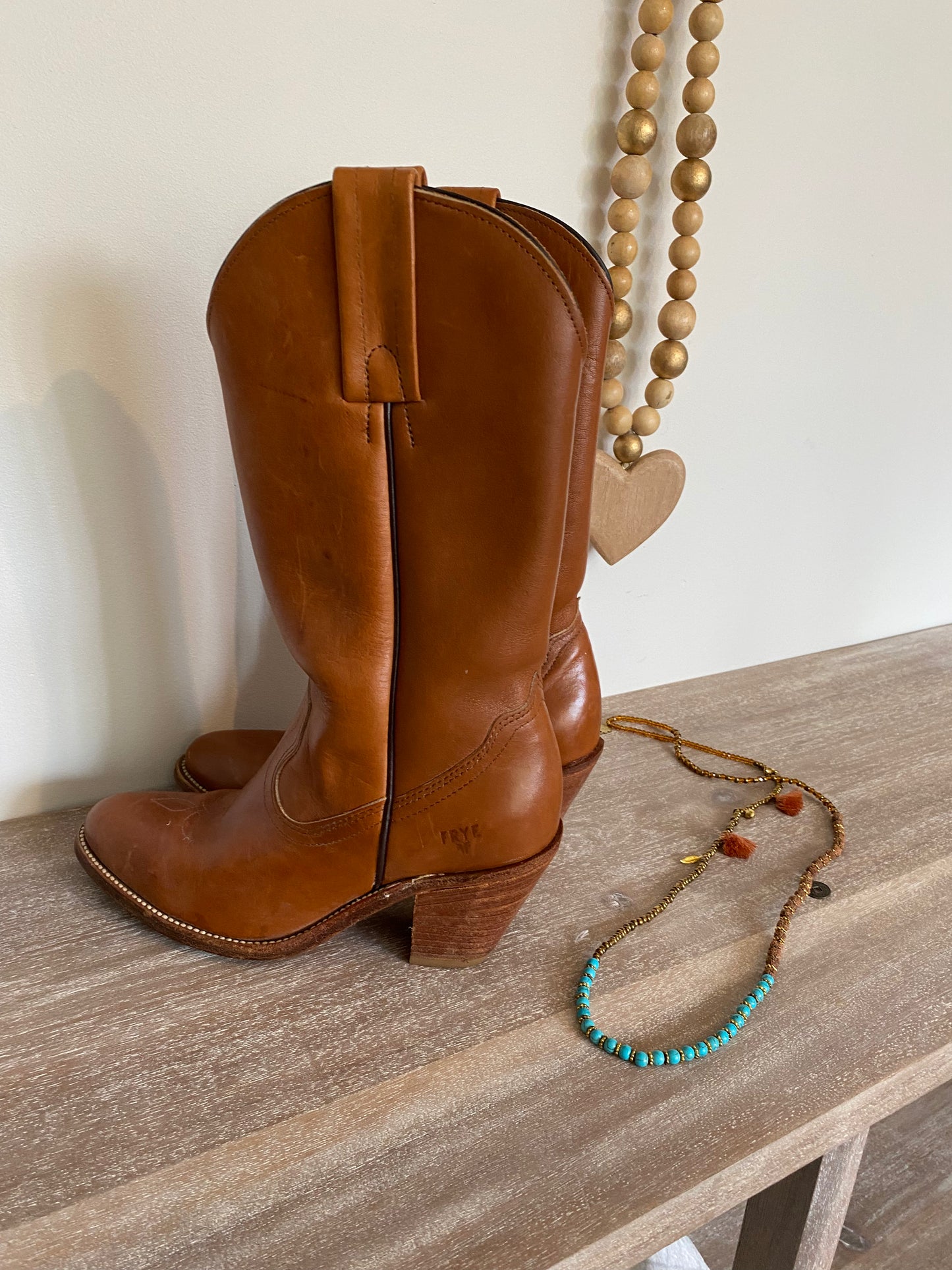 Frye Western Boots Cognac Coastal Cowgirl Size 6.5