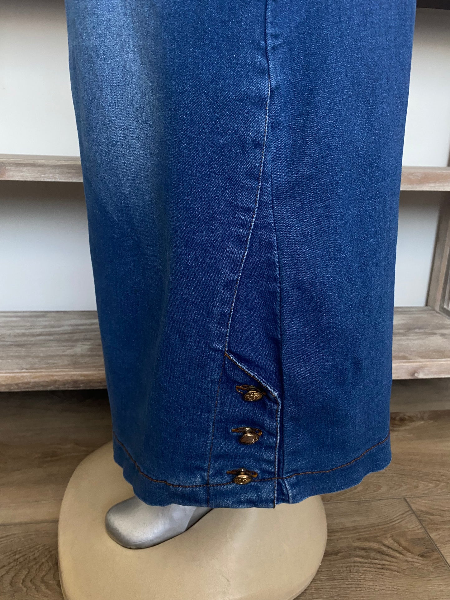 Vintage Blue Jean Maxi Skirt Gorgeous Long Denim