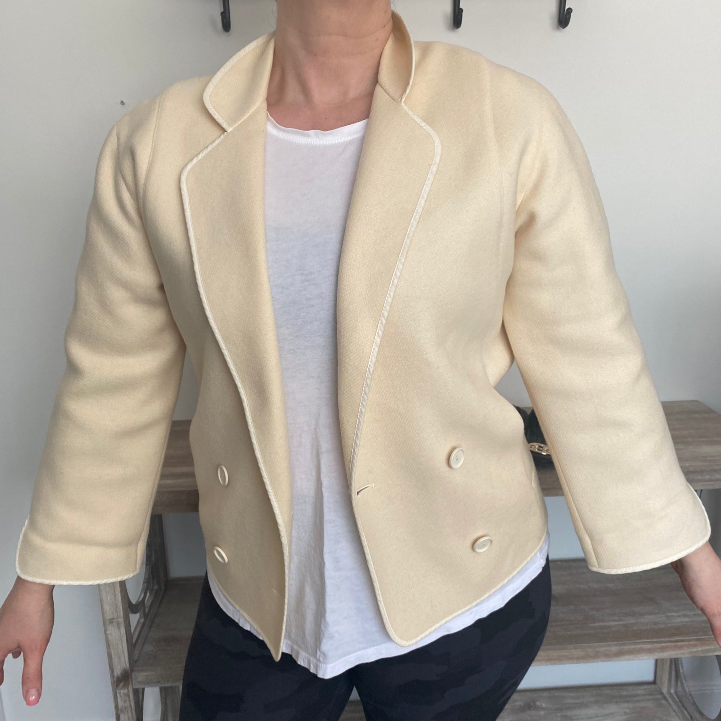 Vintage Cropped Wool Double Breasted Blazer Jacket