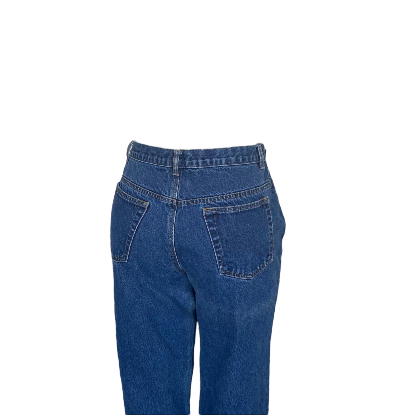 Vintage Mom High Rise Straight Wide Ankle Blue Denim Jeans Large