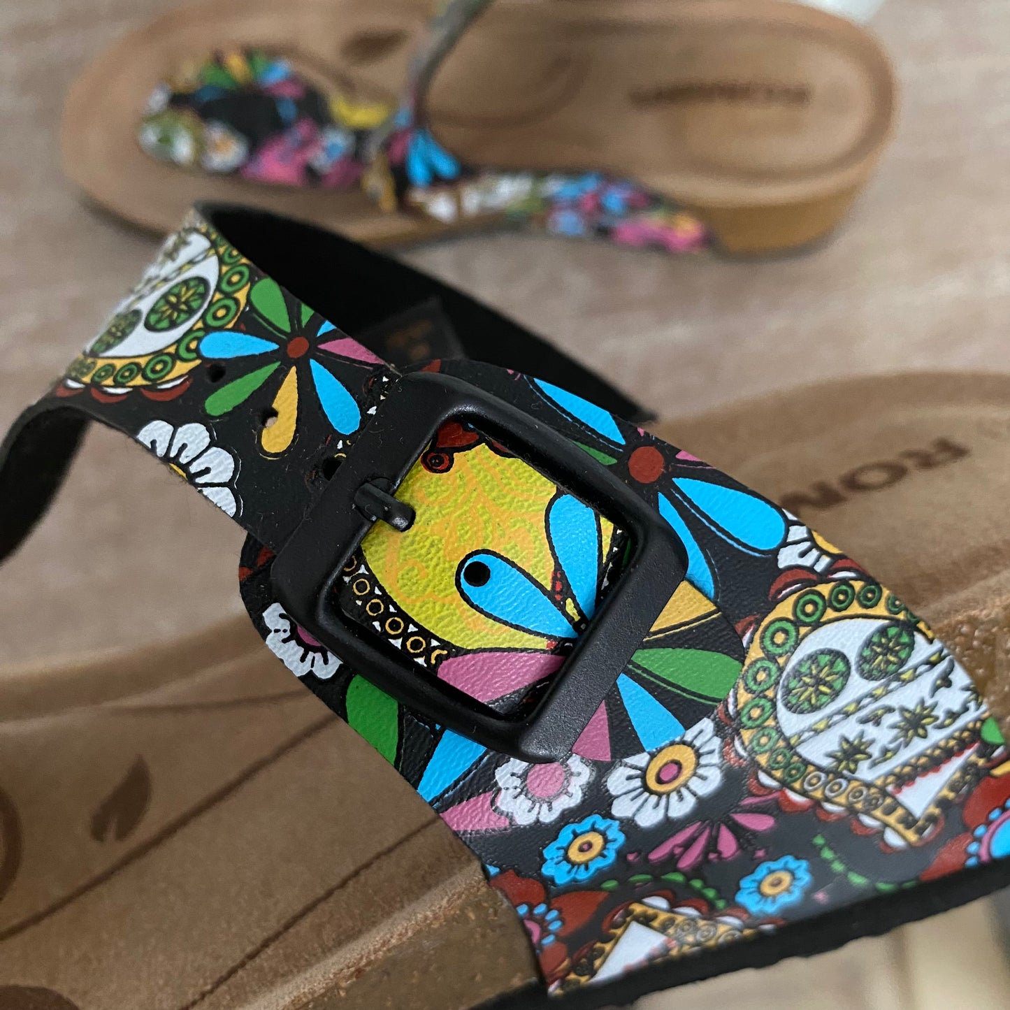 Romika Flower Power Wedge Leather Cork Thong Sandals NWOT