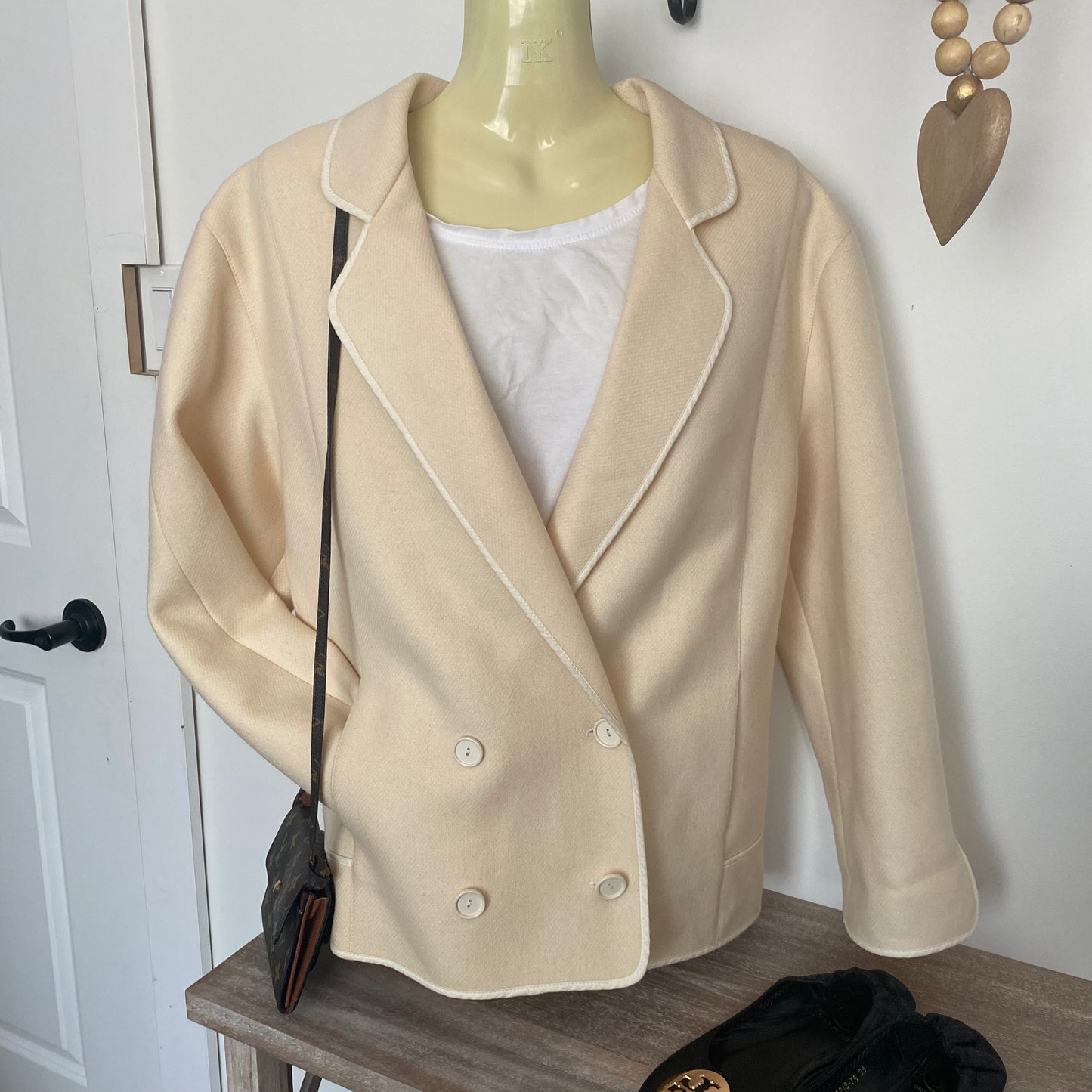 Vintage Cropped Wool Double Breasted Blazer Jacket
