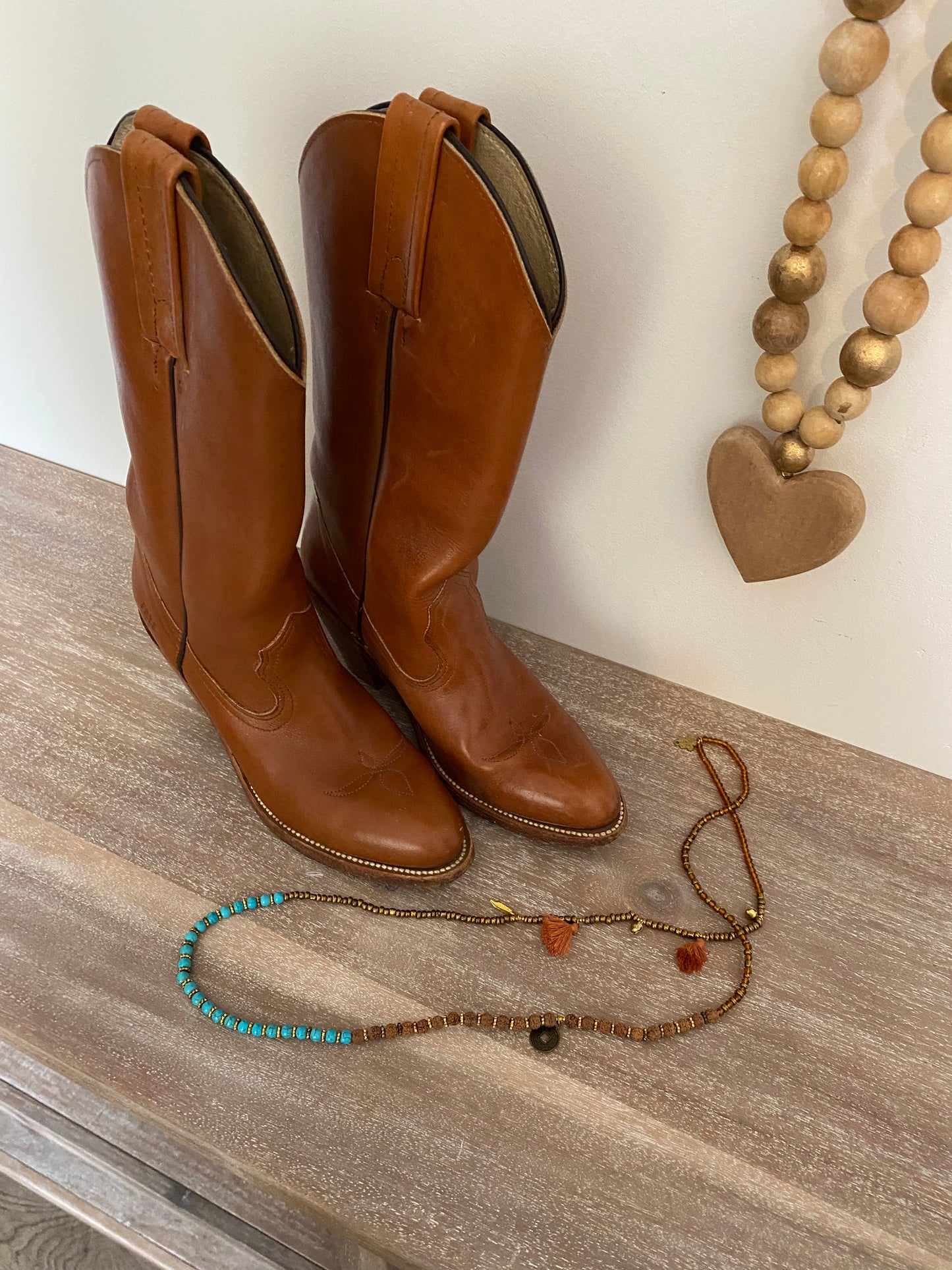 Frye Western Boots Cognac Coastal Cowgirl Size 6.5