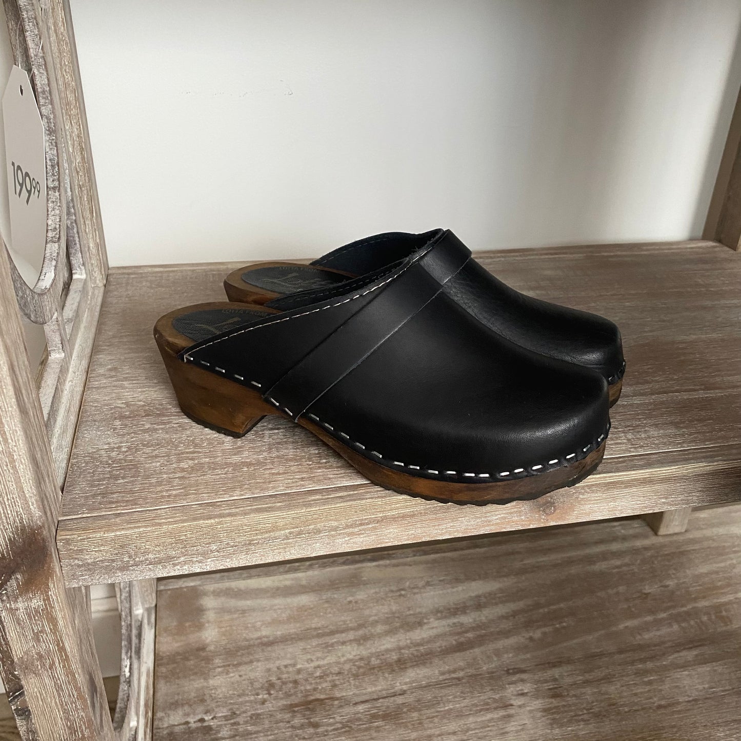Lotta From Stockholm Swedish Leather & Wood Clogs Like-New Size 36