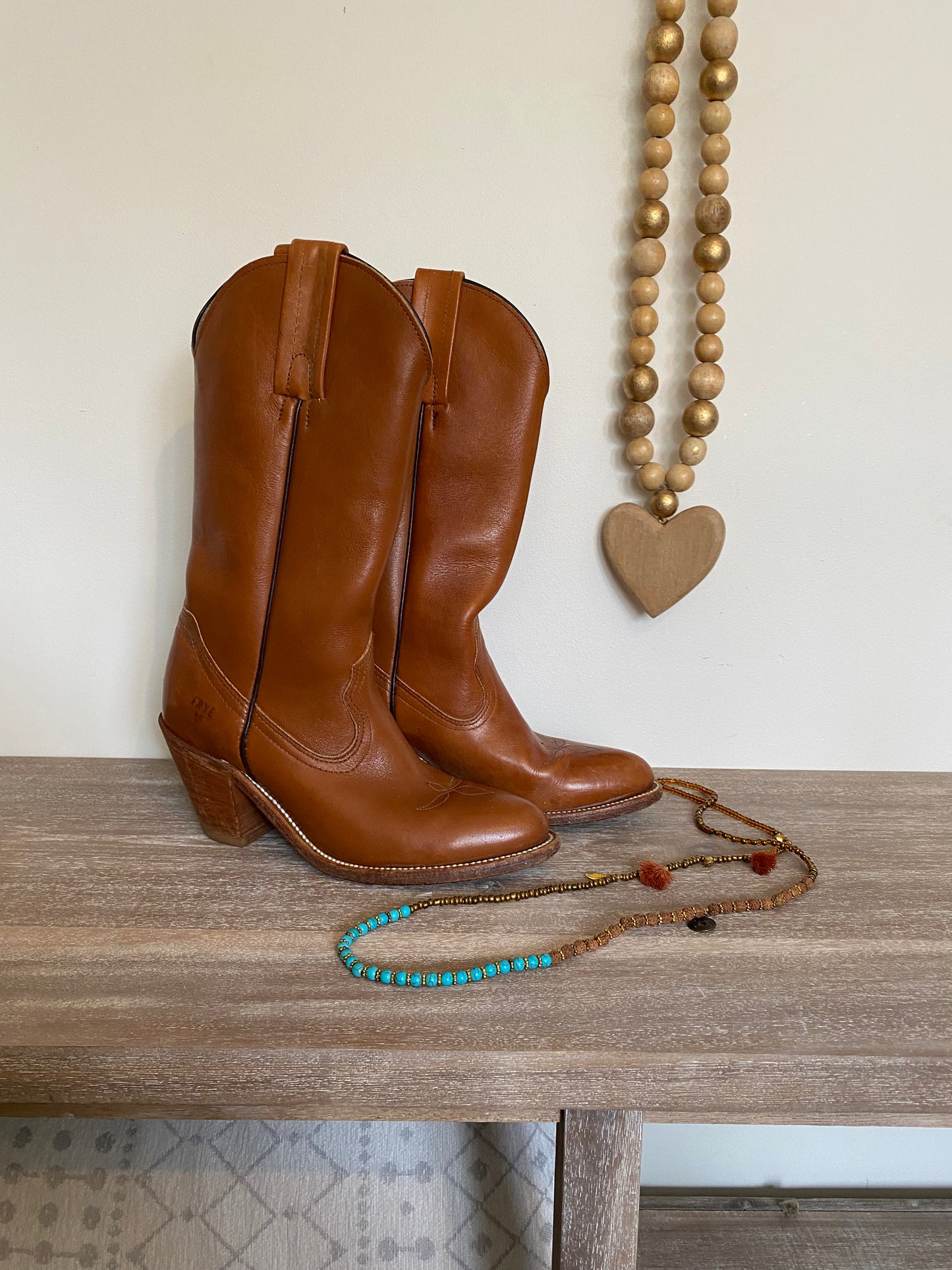 Frye Western Boots Cognac Coastal Cowgirl Size 6.5