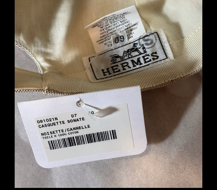 Hermes Cap with Leather Trim Zipper Pocket NWT