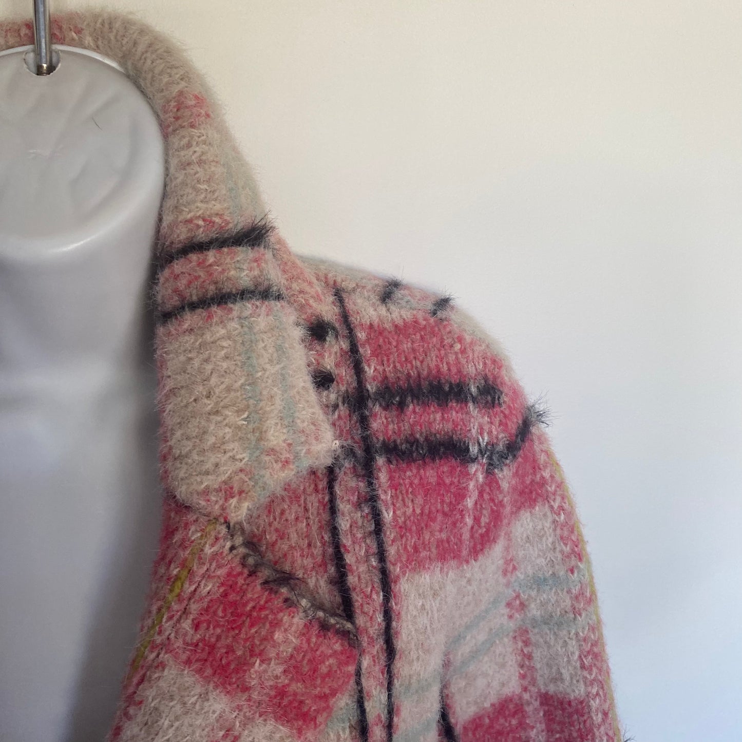 Anthropologie Maeve Aurelia Plaid Fuzzy Sweater Blazer Jacket Size S