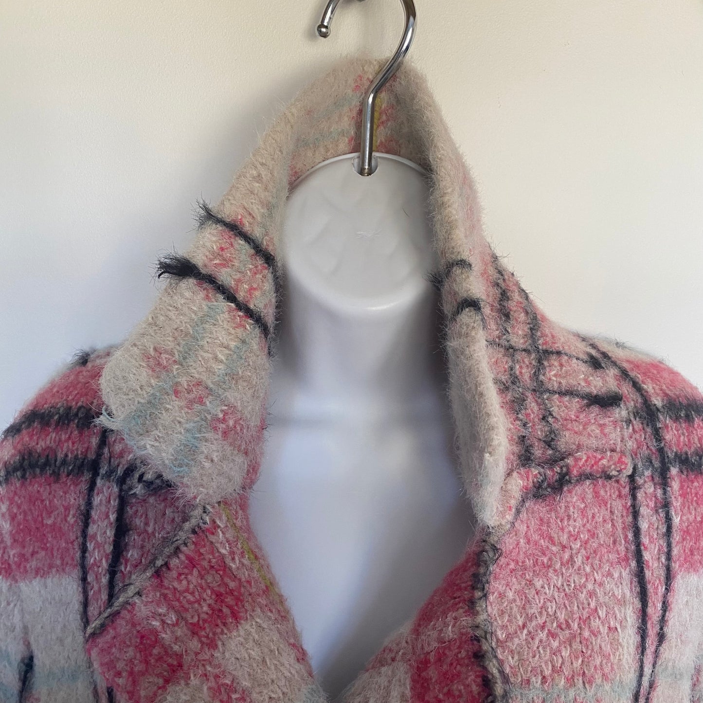 Anthropologie Maeve Aurelia Plaid Fuzzy Sweater Blazer Jacket Size S