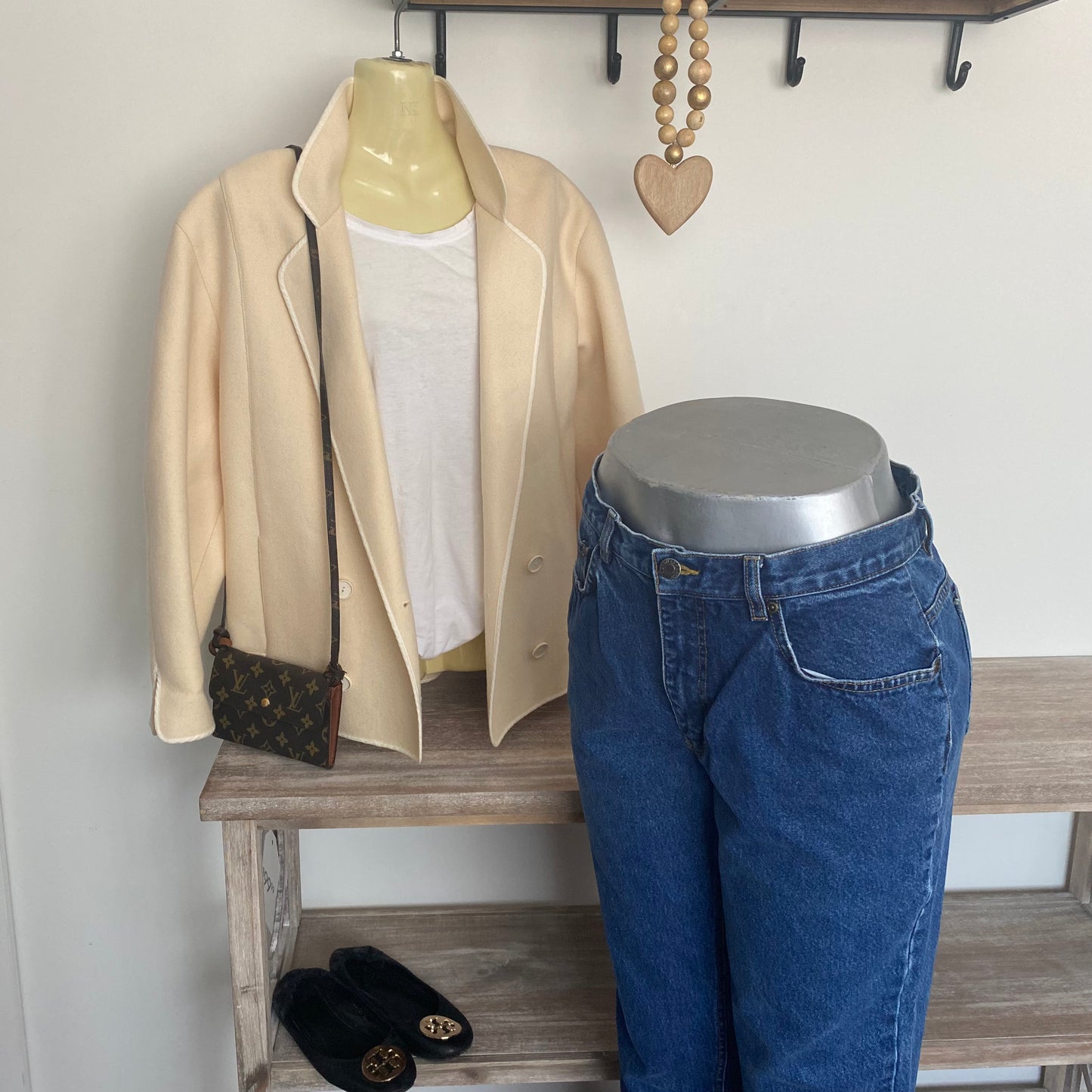 Vintage Mom High Rise Straight Wide Ankle Blue Denim Jeans Large