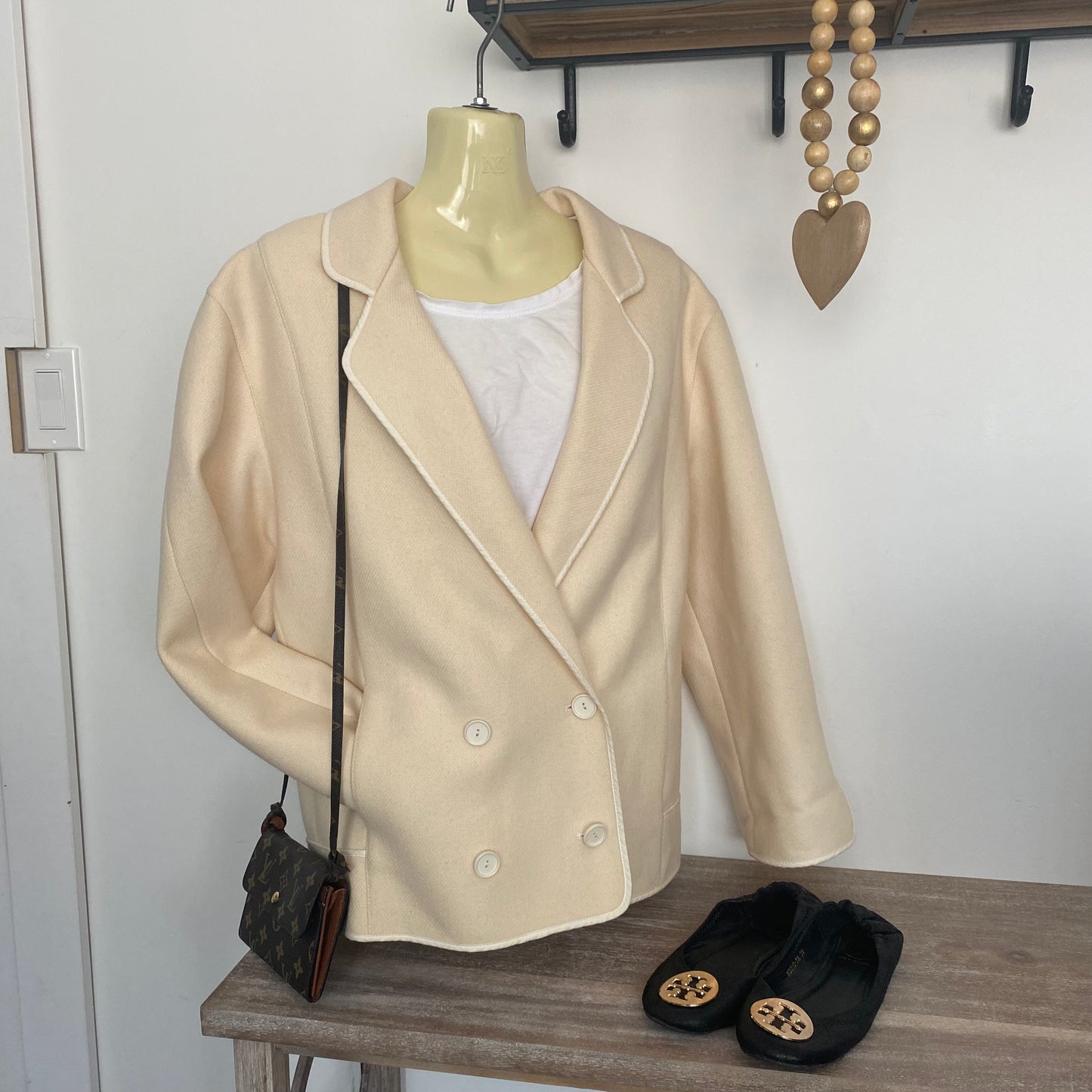 Vintage Cropped Wool Double Breasted Blazer Jacket
