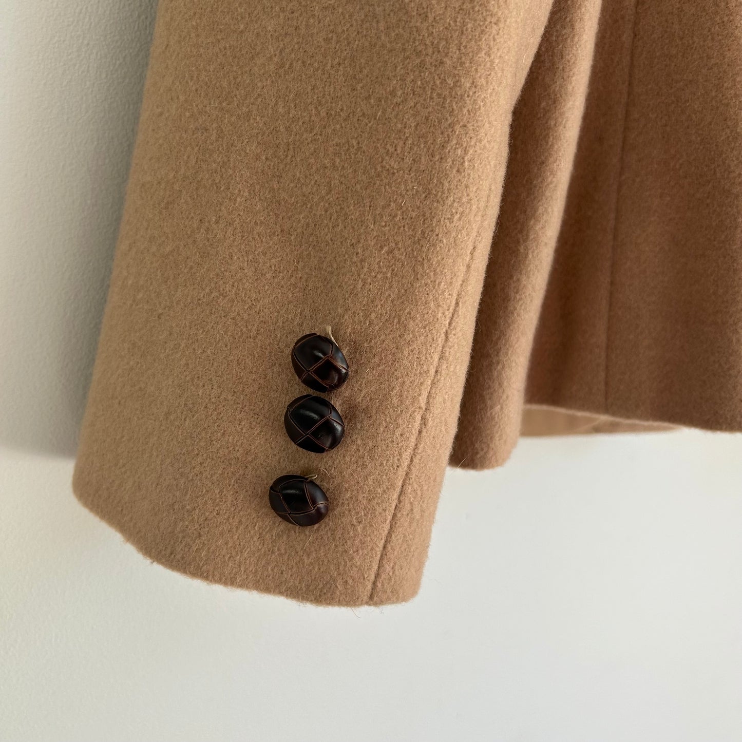 Vintage Wool Camel Hair Blazer Jacket & A-Line Skirt Suit Set