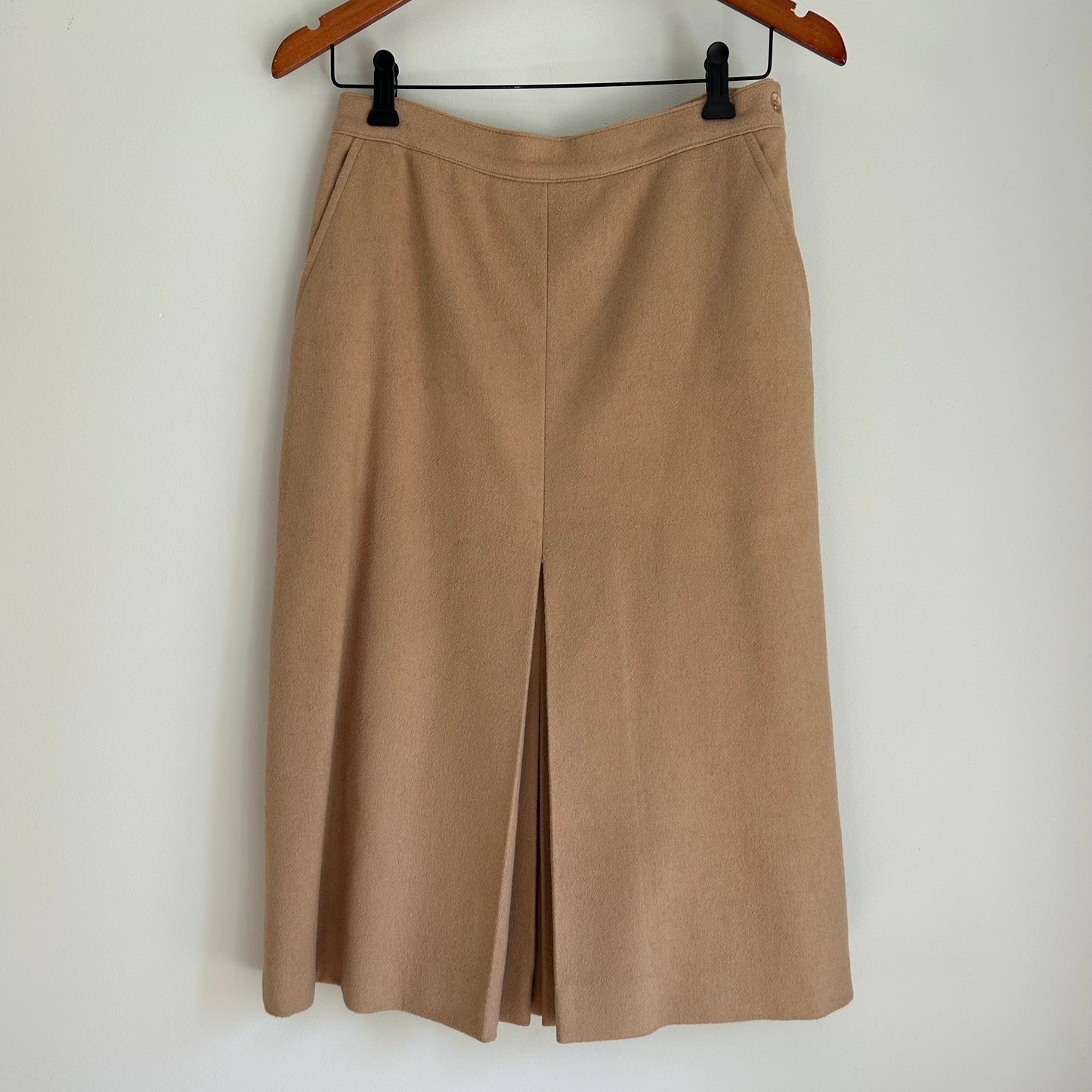 Vintage Wool Camel Hair Blazer Jacket & A-Line Skirt Suit Set
