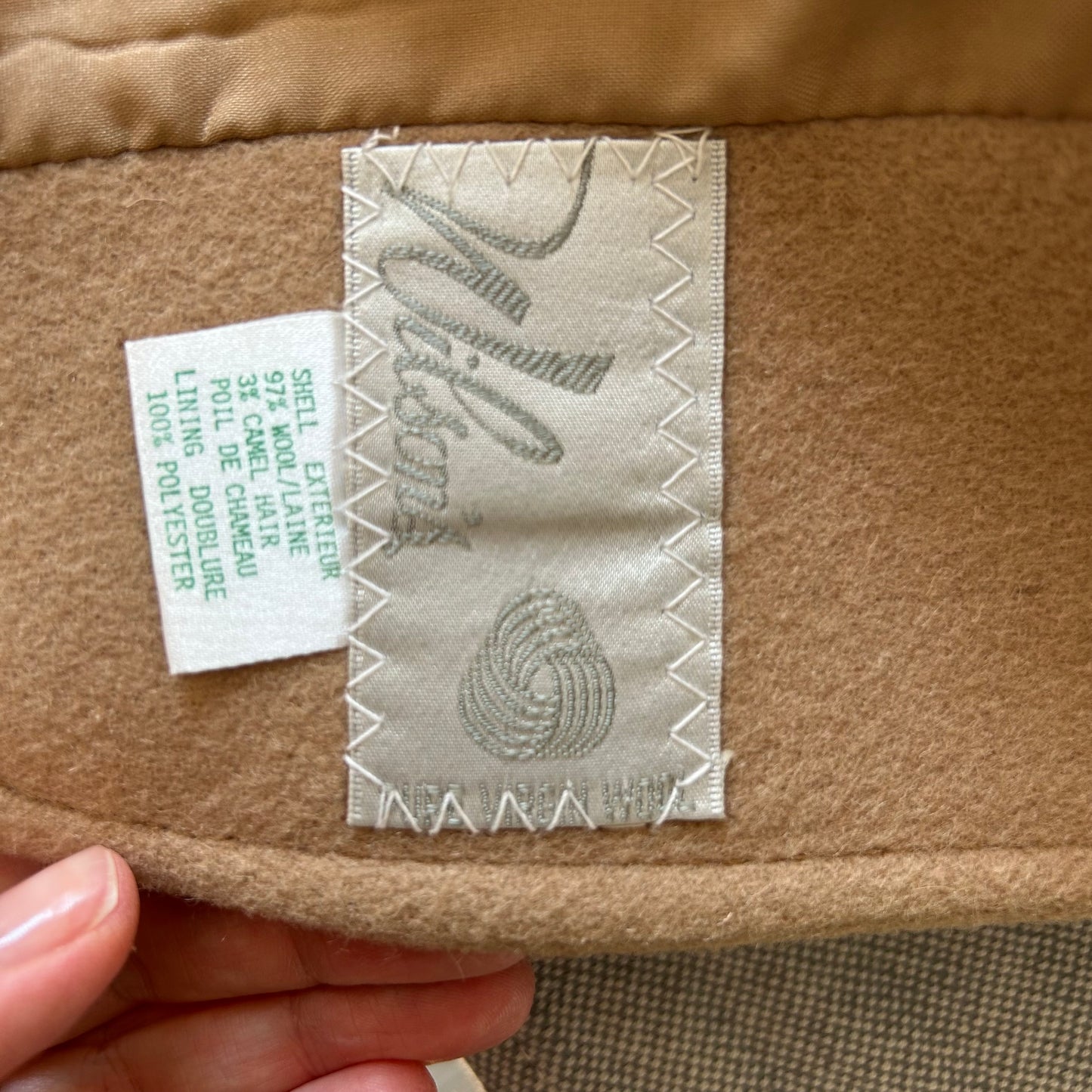 Vintage Wool Camel Hair Blazer Jacket & A-Line Skirt Suit Set