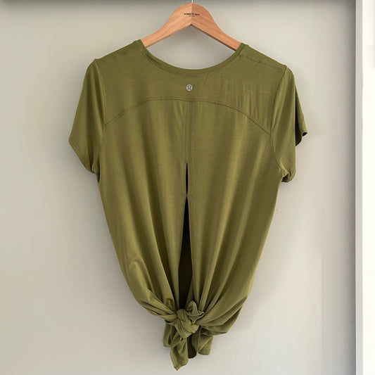 Lululemon Modal Open Up Tie Back T-Shirt Short Sleeve Tee Rare Size 10
