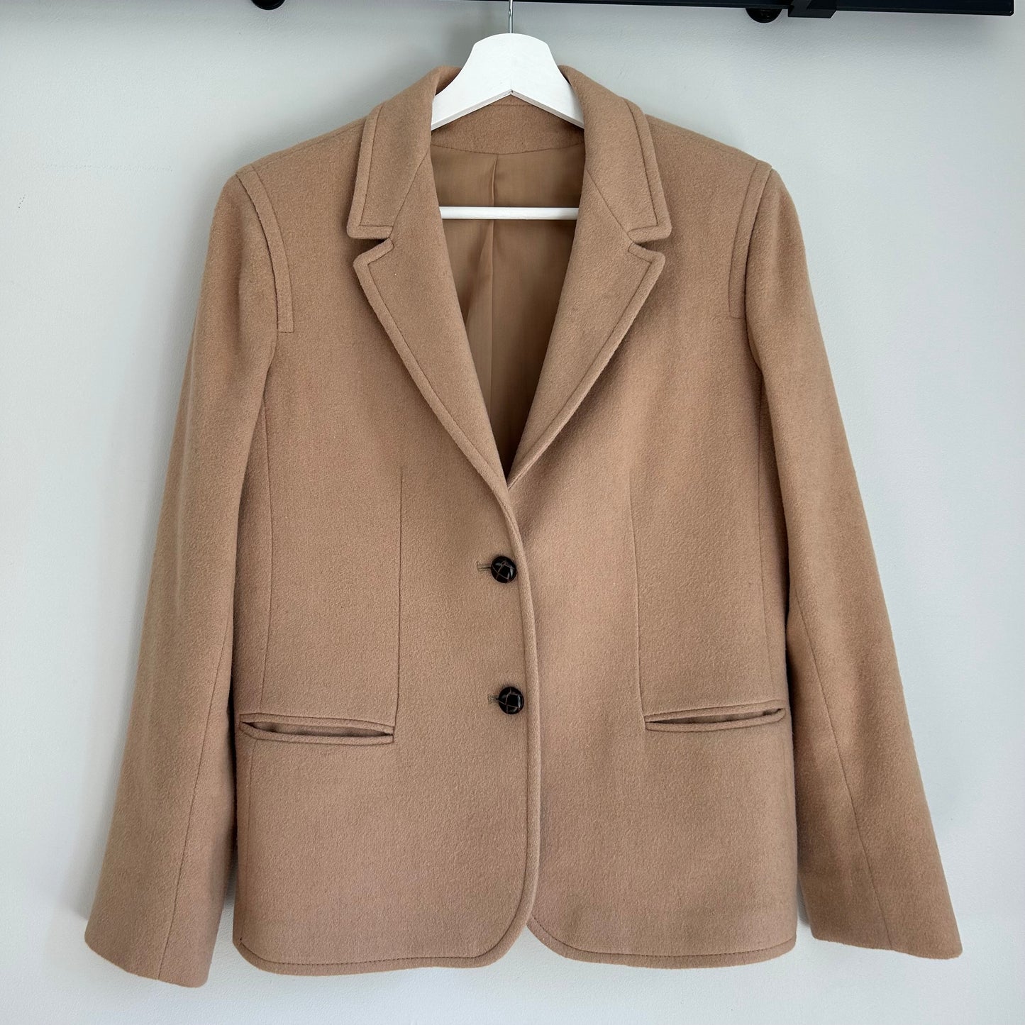 Vintage Wool Camel Hair Blazer Jacket & A-Line Skirt Suit Set