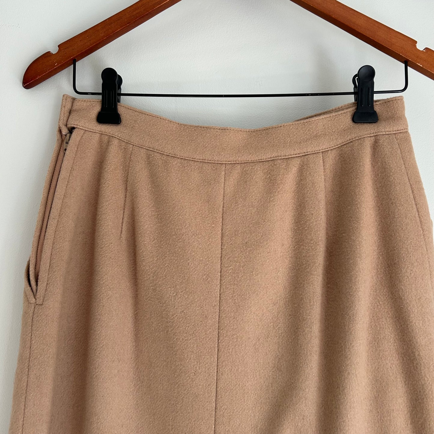 Vintage Wool Camel Hair Blazer Jacket & A-Line Skirt Suit Set