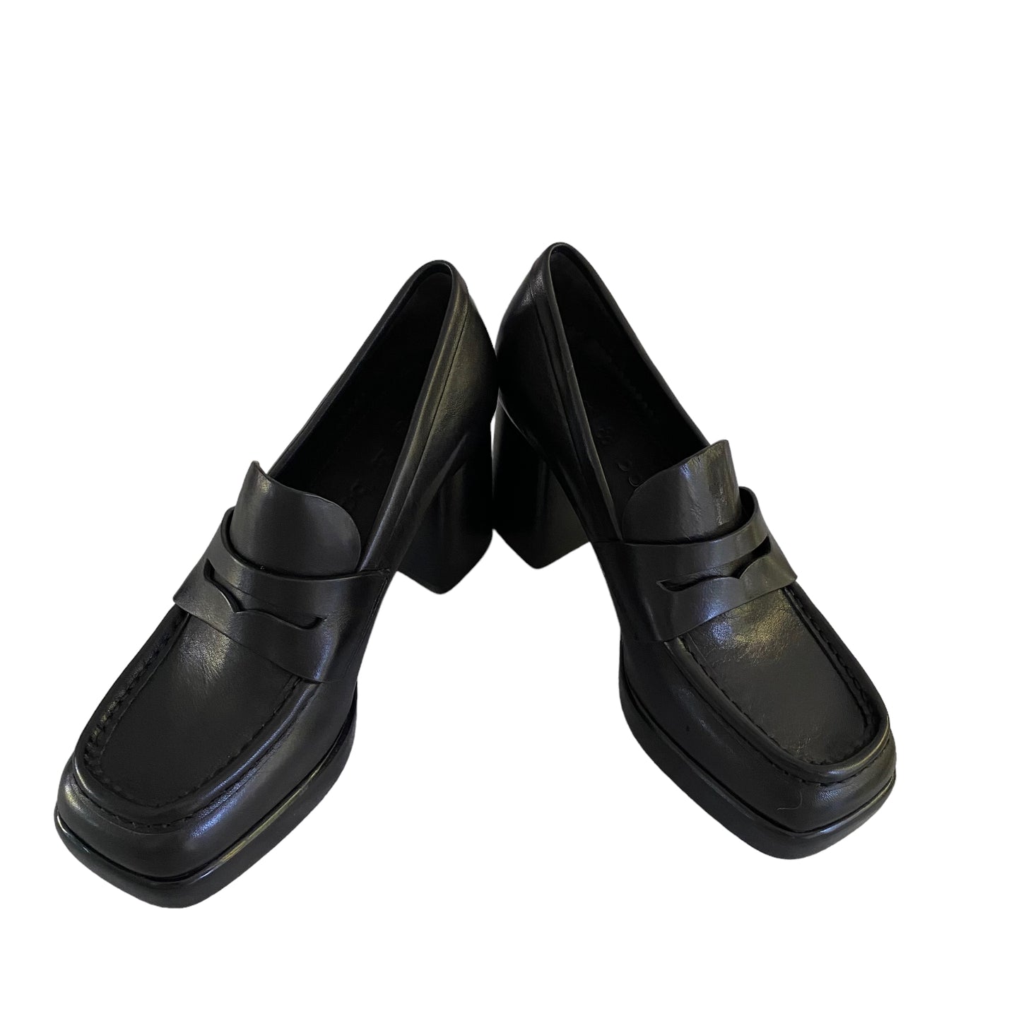 Rag & Bone Black Leather Matrix Penny Loafers Size 7.5