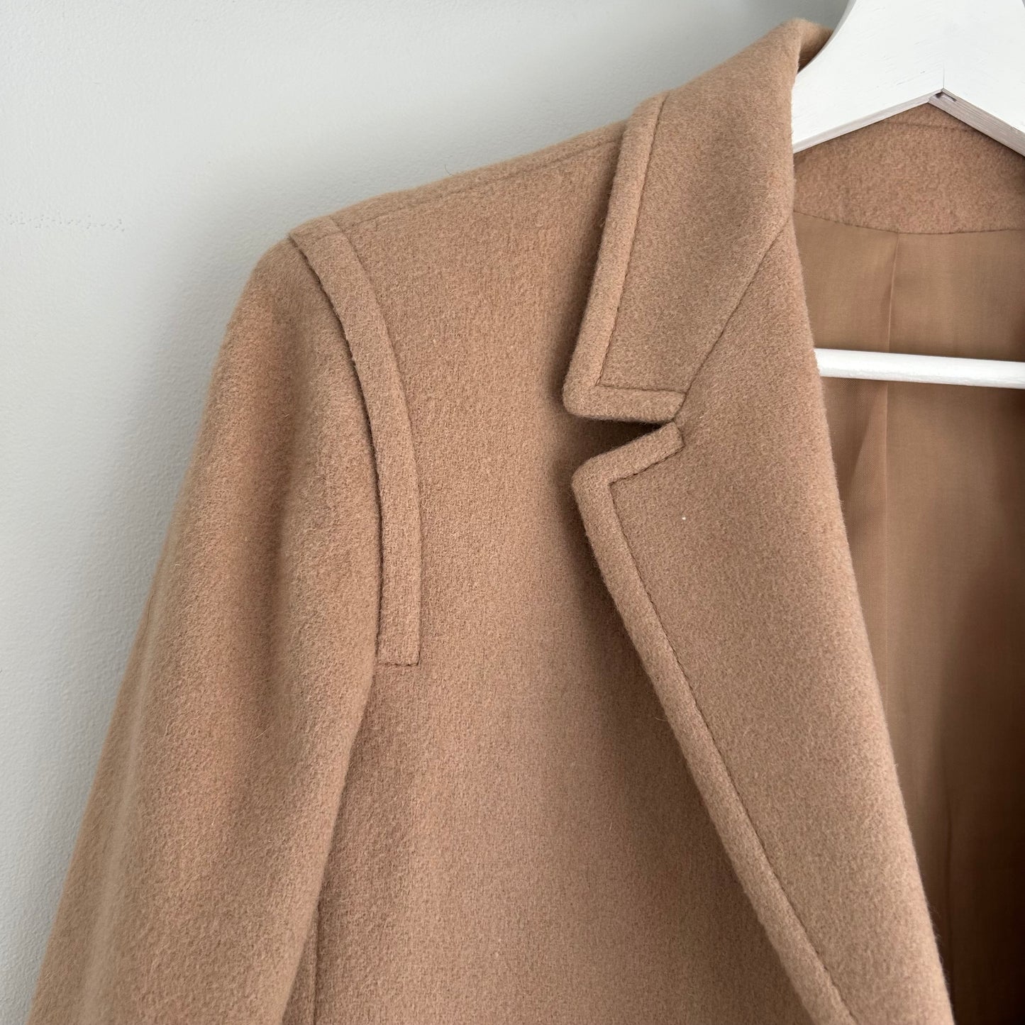 Vintage Wool Camel Hair Blazer Jacket & A-Line Skirt Suit Set