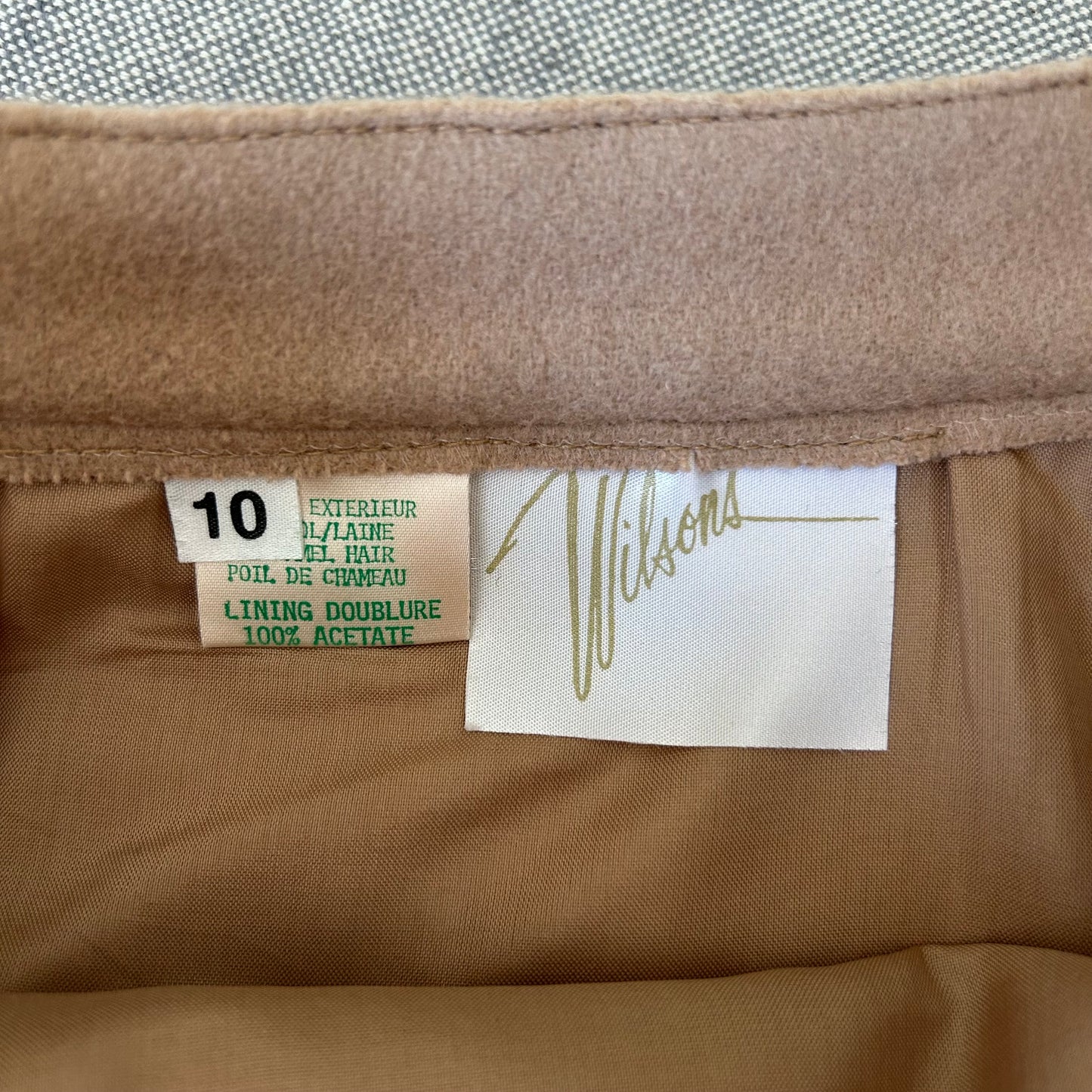 Vintage Wool Camel Hair Blazer Jacket & A-Line Skirt Suit Set