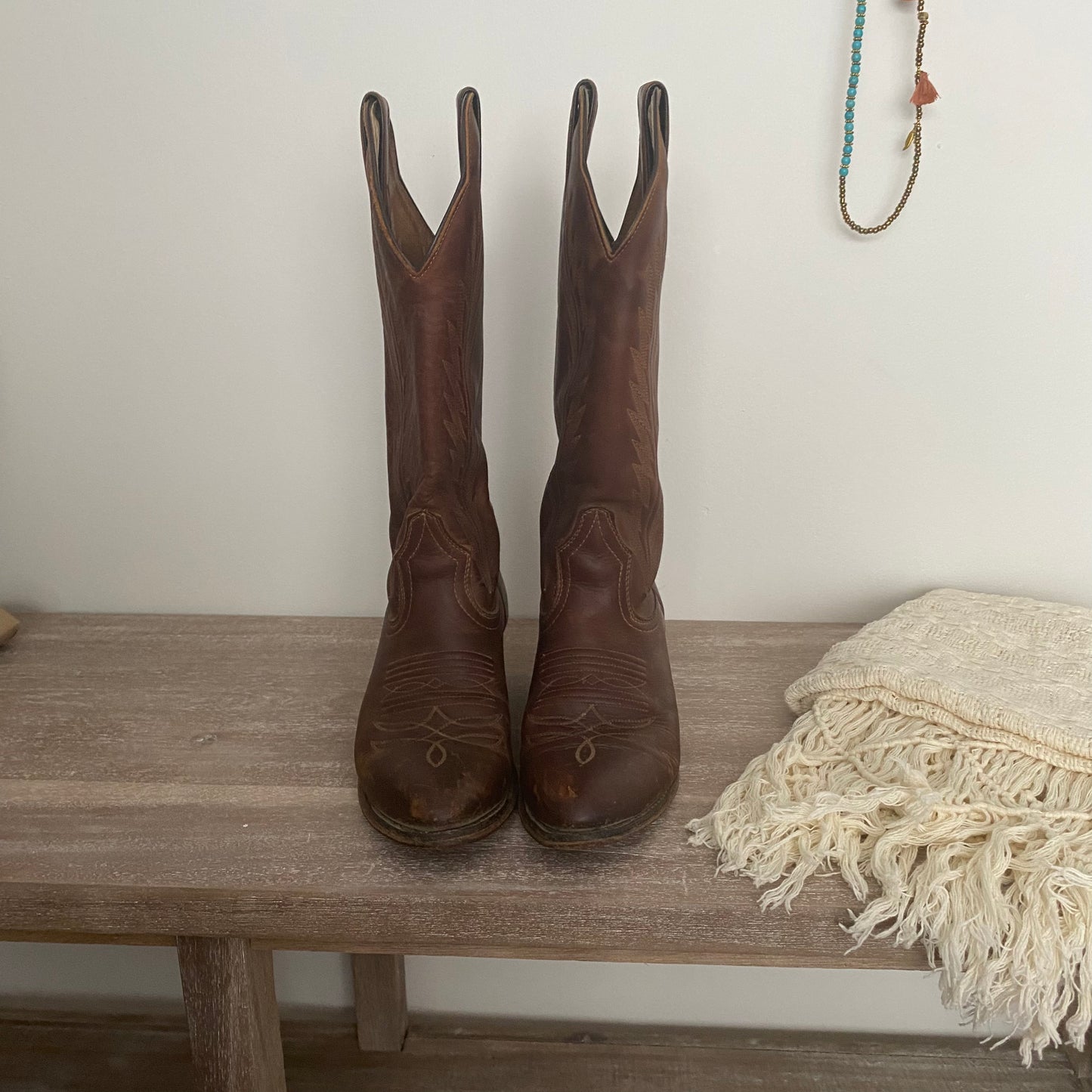 Brown Genuine Leather Cowboy Boots