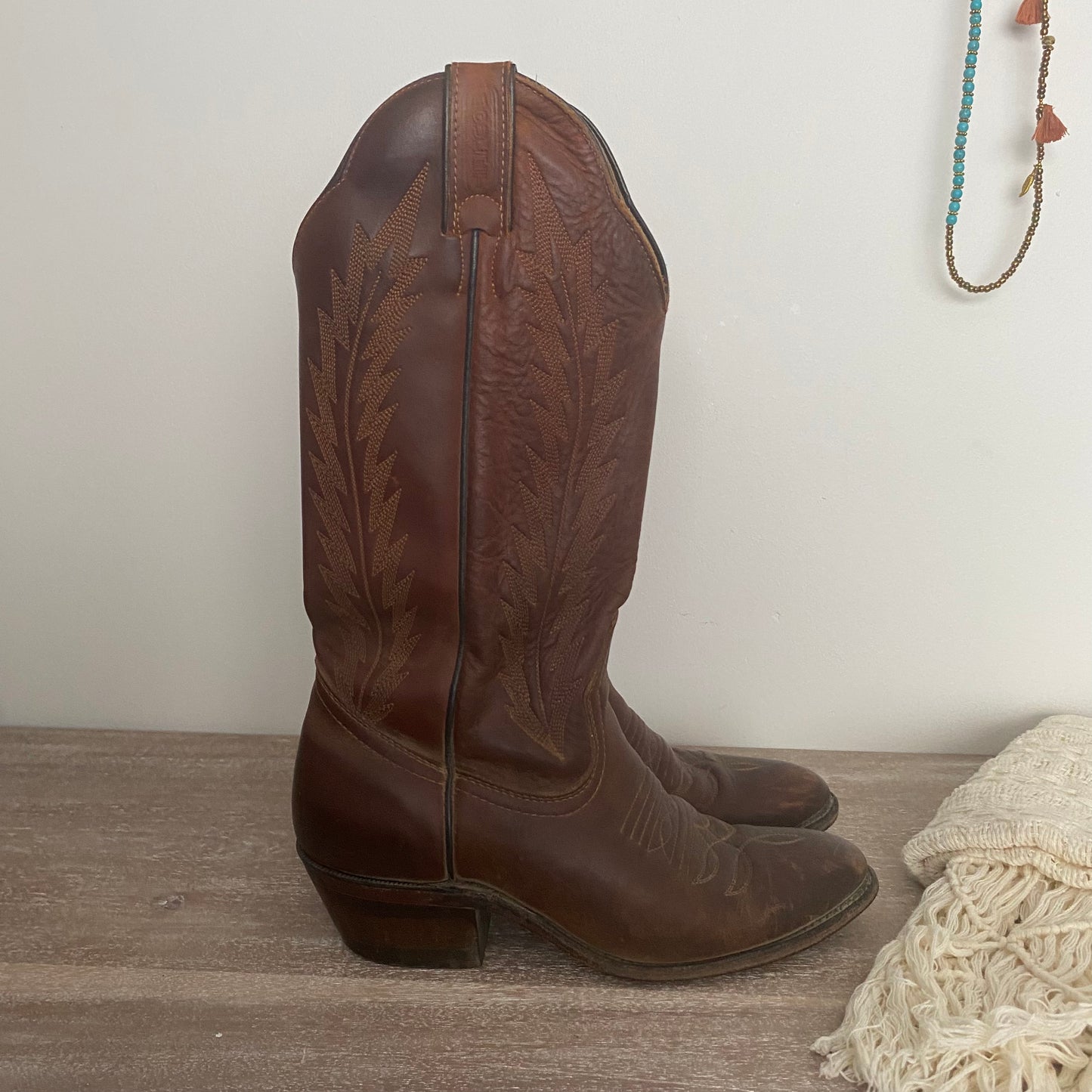 Brown Genuine Leather Cowboy Boots