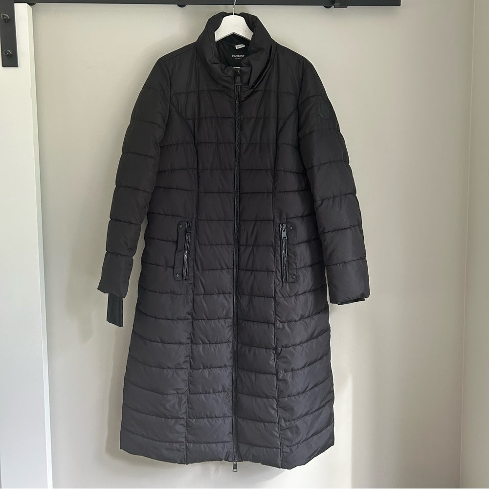 Bebe Long Quilted Puffer Maxi Coat Large