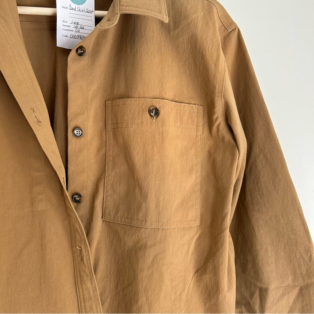 MEC Boxy Workwear Utility Shirt Jacket Camel Button Up Size Large