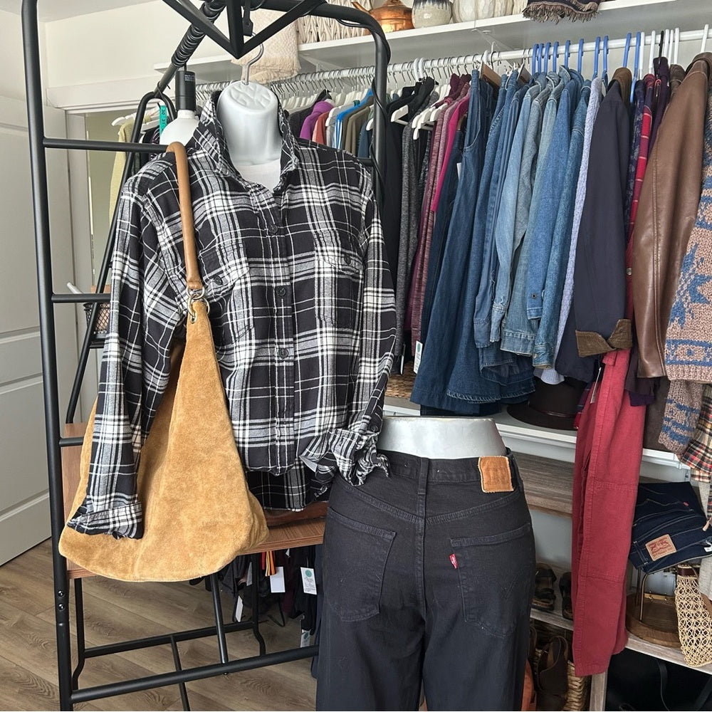 Tilley Flannel Checked Plaid Oversized Button Up Shirt Medium