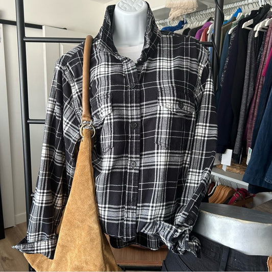 Tilley Flannel Checked Plaid Oversized Button Up Shirt Medium