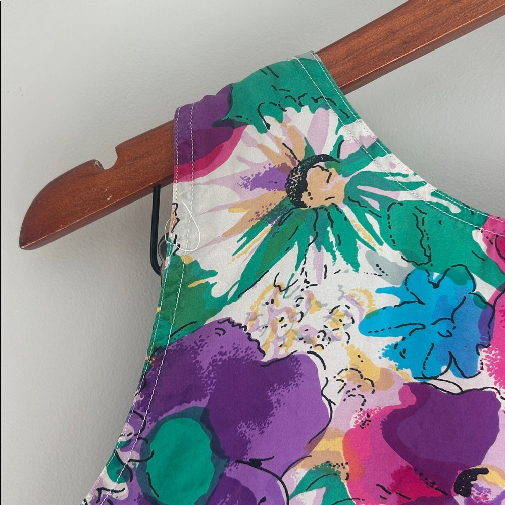 Vintage Silk Sleeveless Blouse Top Floral