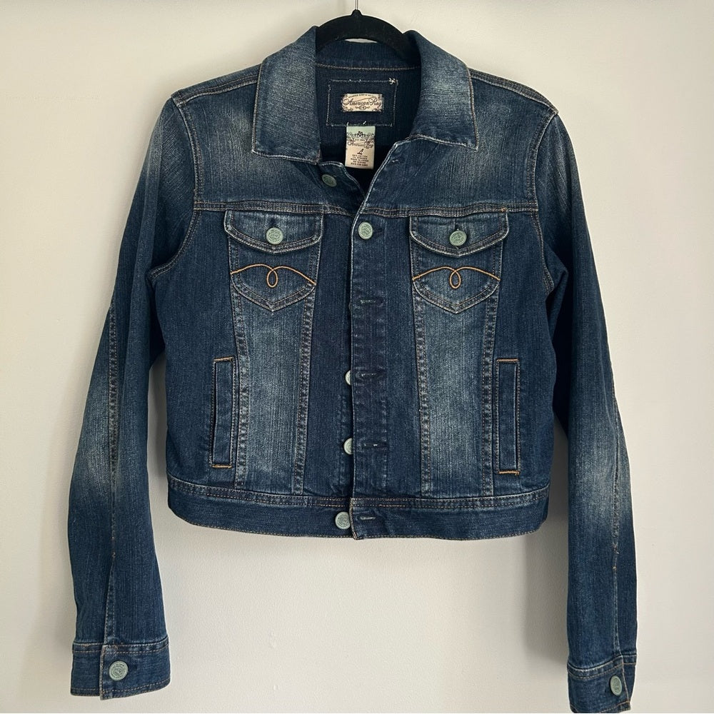 American Rag CIE Blue Stretchy Denim Jean Jacket Size Large