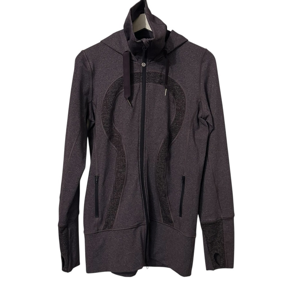 Lululemon Purple Stride Hooded Jacket Herringbone RARE Size 8
