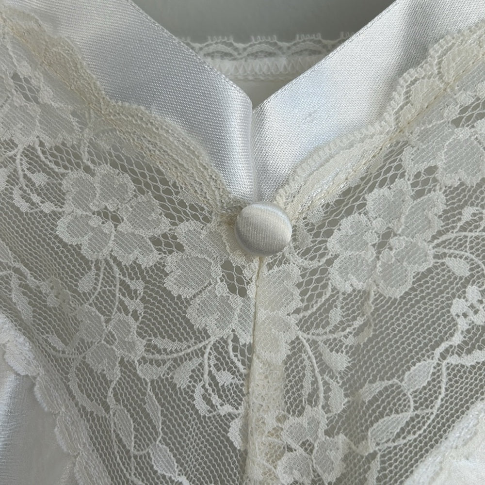 Vintage Victoria’s Secret Satin Lace Trim Elegant V-Neck Baby Doll Feminine Cami