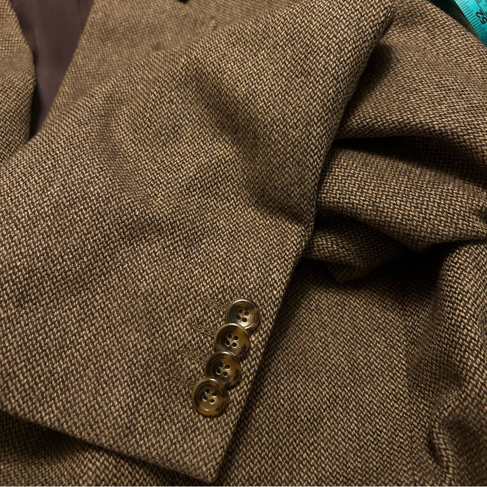Cashmere Wool Like-New Tweed Sport Coat Blazer Jacket Brown Size Tall Large