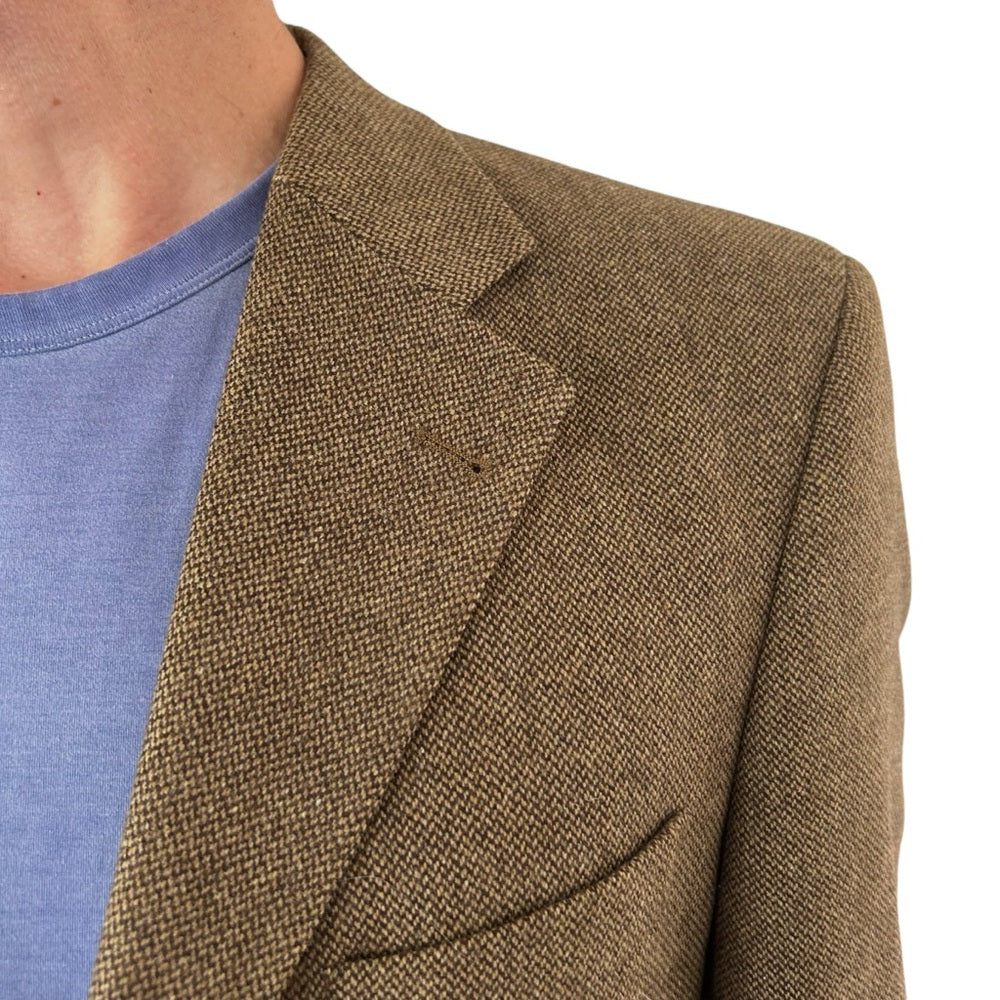 Cashmere Wool Like-New Tweed Sport Coat Blazer Jacket Brown Size Tall Large