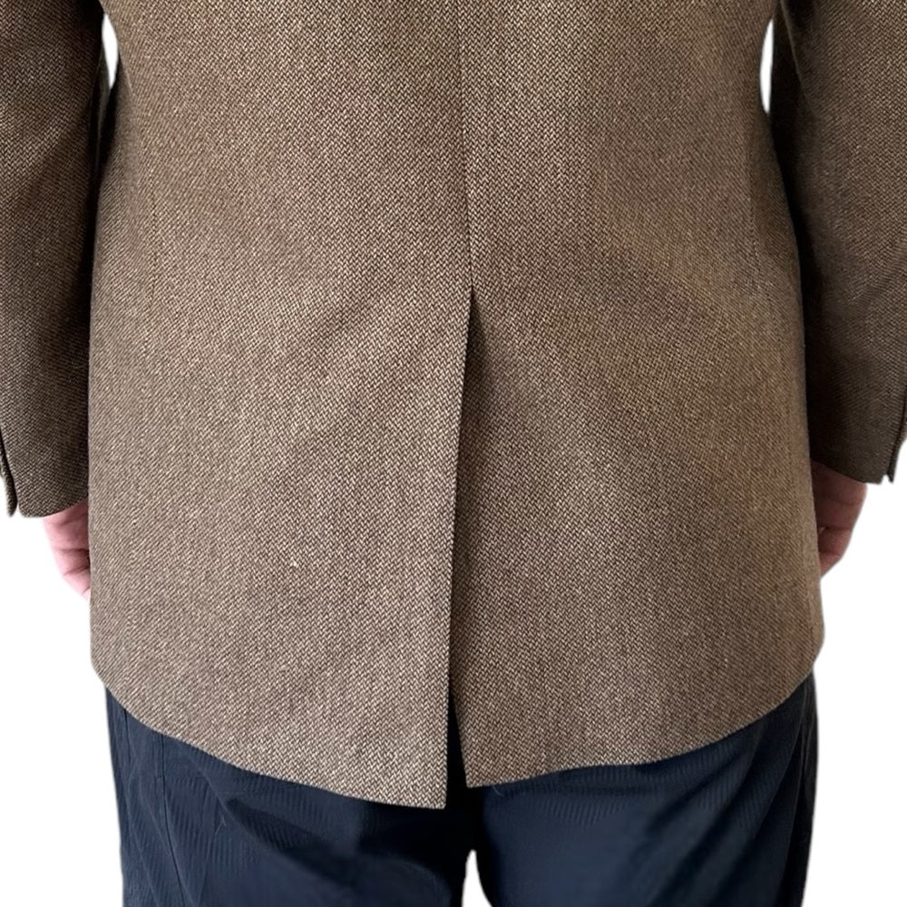 Cashmere Wool Like-New Tweed Sport Coat Blazer Jacket Brown Size Tall Large