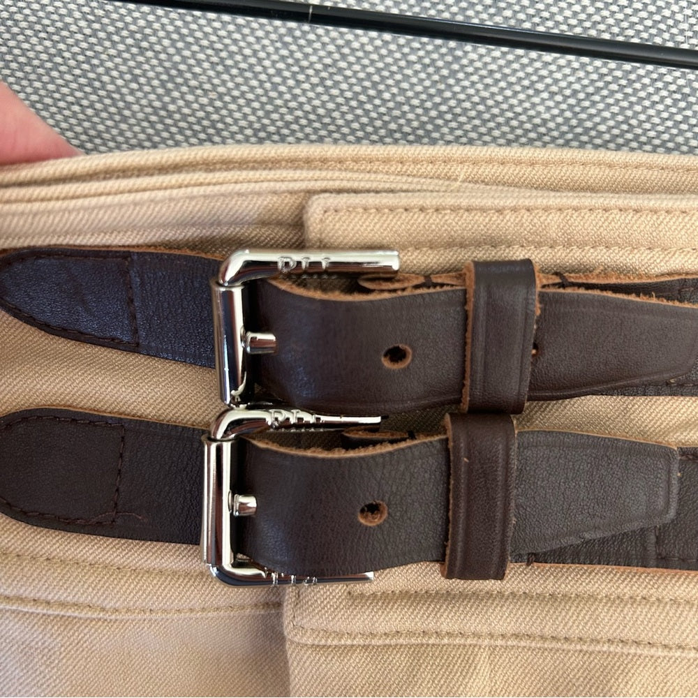 Ralph Lauren Camel Brown Belt Detail Stretchy Straight Pencil Knee Length Skirt