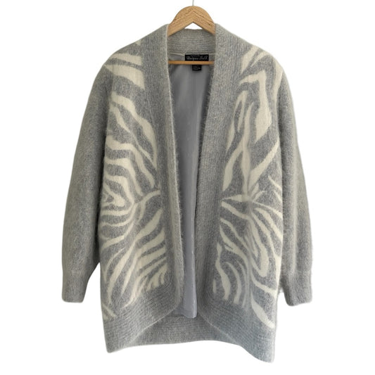 Vintage Angora Wool Soft Long Open Cardigan Sweater Zebra