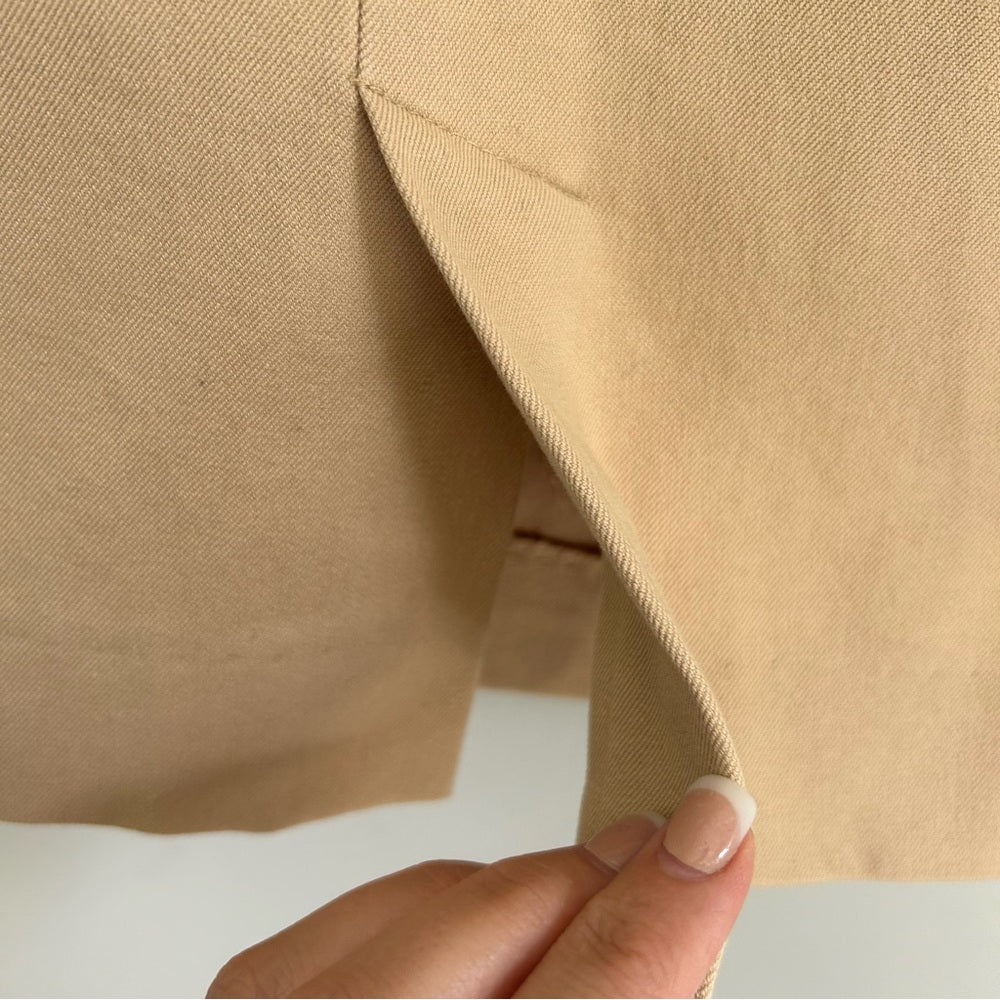 Ralph Lauren Camel Brown Belt Detail Stretchy Straight Pencil Knee Length Skirt