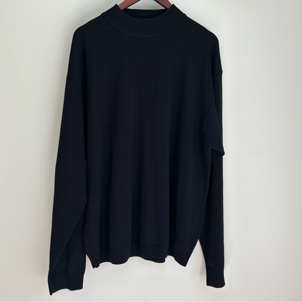 Merino Wool Blend Thin Lightweight Mock Neck Stretchy Long Sleeve Knit Sweater