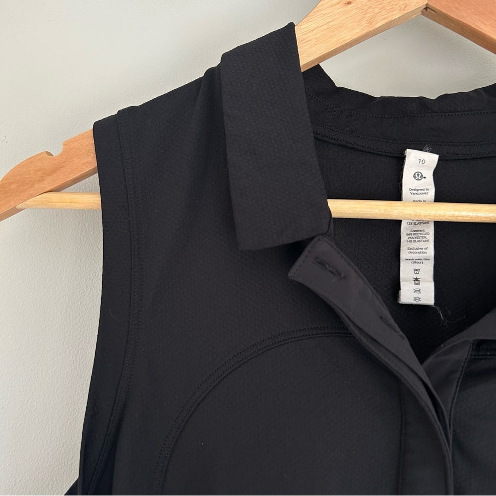 Lululemon Quick-Dry Sleeveless Polo Shirt Collared Rare Size 10