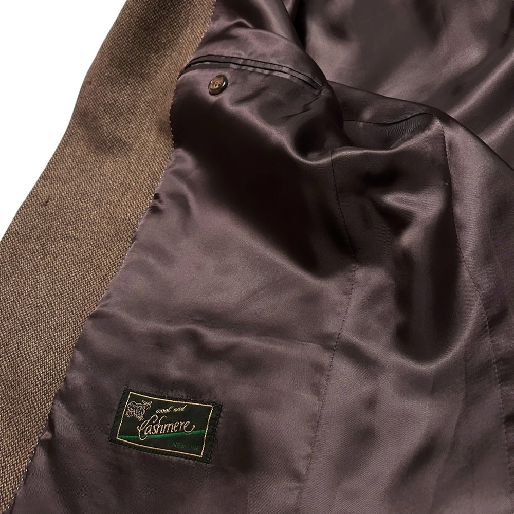 Cashmere Wool Like-New Tweed Sport Coat Blazer Jacket Brown Size Tall Large