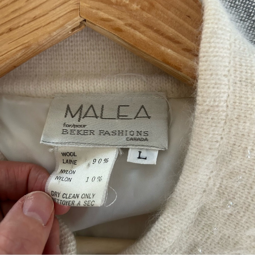 Elegant Vintage Angora Wool Soft White Button-Up Cardigan Sweater