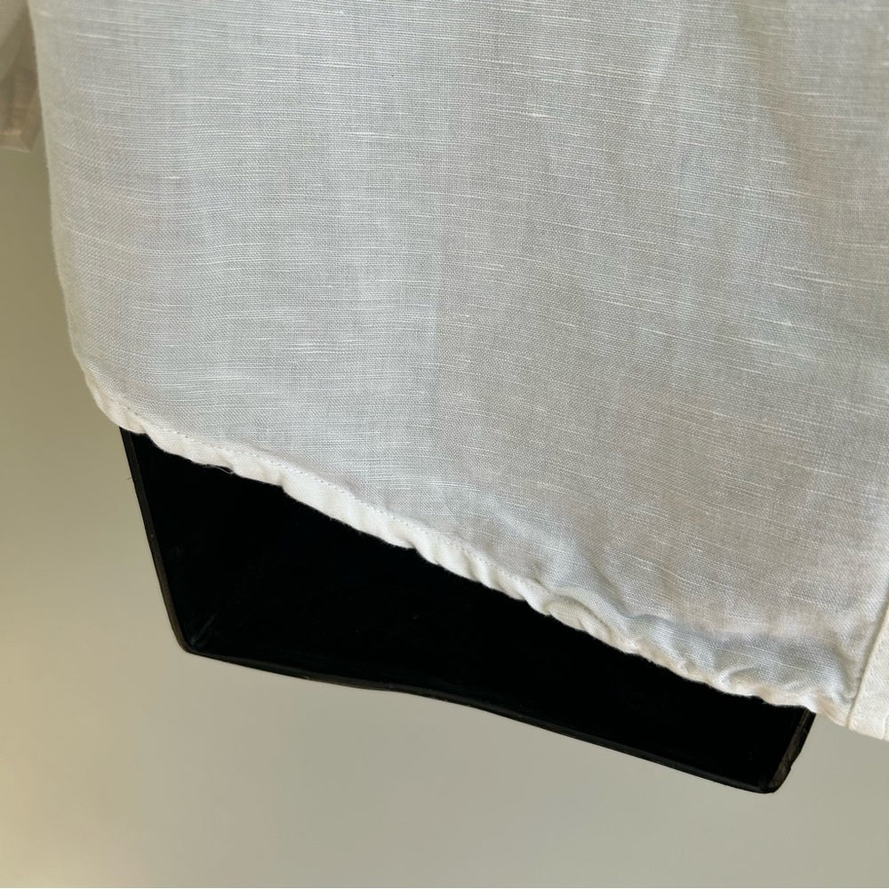 Linen Blend Long Sleeve V Neck Beach Wedding Shirt Size Medium