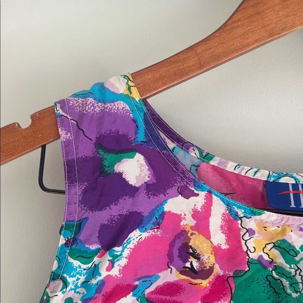 Vintage Silk Sleeveless Blouse Top Floral