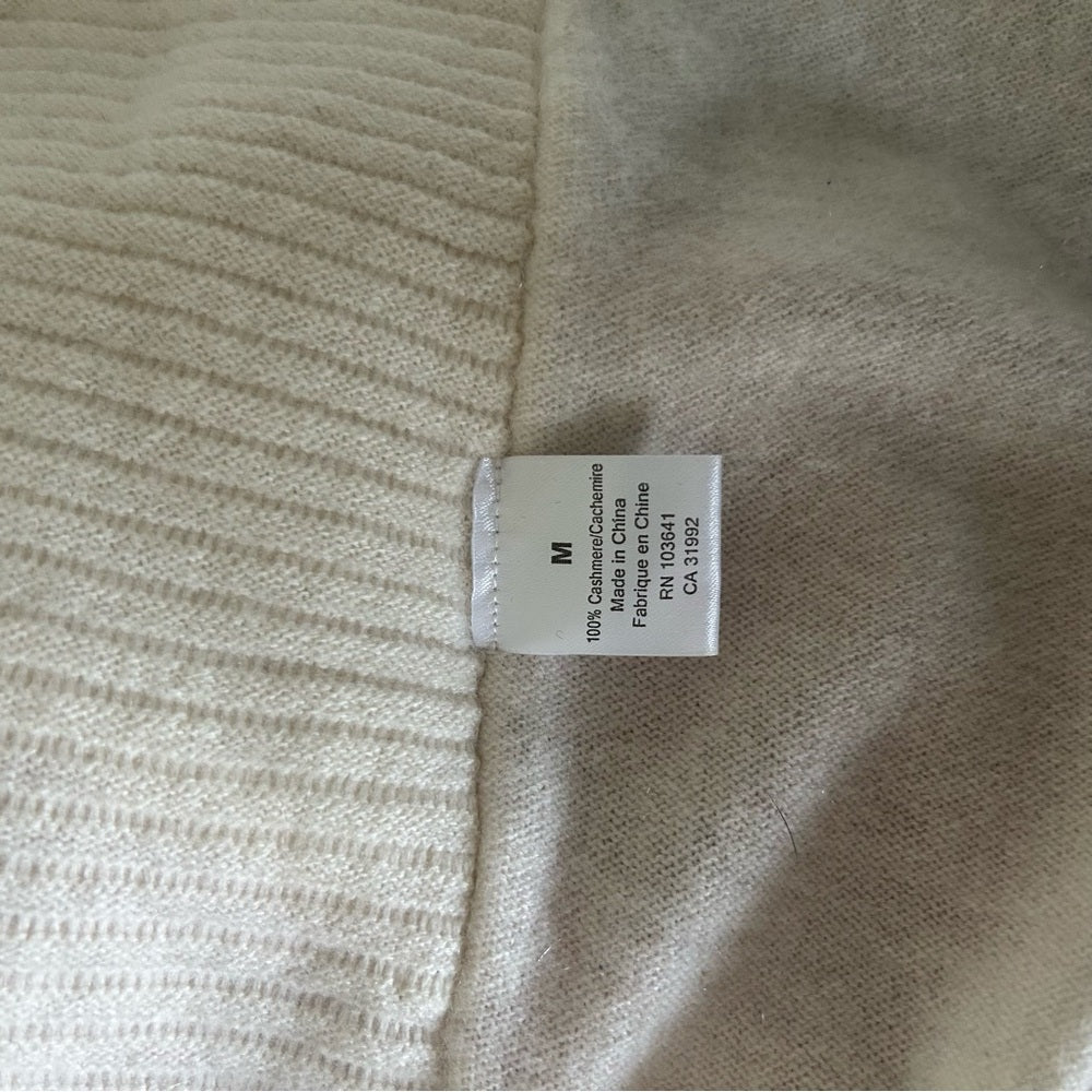 100% Cashmere Soft Knit Open Front Stretchy Cardigan Sweater Pockets Medium