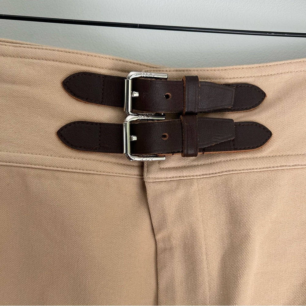 Ralph Lauren Camel Brown Belt Detail Stretchy Straight Pencil Knee Length Skirt